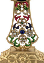 Load image into Gallery viewer, Filigree Standing Jeweled Icon Cross With Greek Gold Foil Icon Resurrection of Christ - Decorated with Faux Pearls 8 5/8 Inch