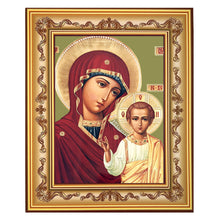 Load image into Gallery viewer, Virgin Kazan Icon Wall Hanging With Stand Orthodox Byzantine Christian Framed Icon in Wooden Frame