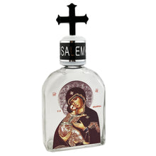 Load image into Gallery viewer, Holy Water Bottle - Glass - Icon of Virgin of Vladimir - 5 inch