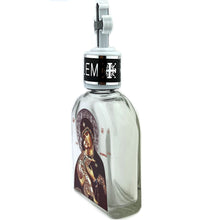Load image into Gallery viewer, Holy Water Bottle - Glass - Icon of Virgin of Vladimir - 5 inch