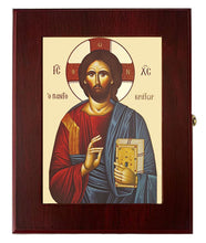 Load image into Gallery viewer, CHRIST BLESSING, PANTOCRATOR GILDED- Byzantine Greek Icon Wall Hanging Icon Box - Prayer Ropes, Beads, Jewelry Prayer Cards Anything Sacred - Catholic Orthodox icon Icon 7 1/2 Inch