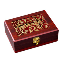 Load image into Gallery viewer, Three Bar Cross Wooden Icon Box Keepsake For Prayer Beads Rosary Jewelry - Anything Sacred 7 1/2 Inch - Table or Wall Hanging