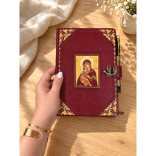 Load image into Gallery viewer, Virgin of Vladimir Icon Prayer Journal with Pen – PU Leather Gratitude Journal - 8 7/8"x5 8/8"