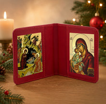 Load image into Gallery viewer, Traveling Icon Diptych - Prayer Book - Nativity of Christ & Virgin Mary