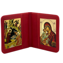 Load image into Gallery viewer, Traveling Icon Diptych - Prayer Book - Nativity of Christ & Virgin Mary