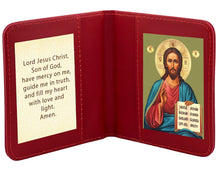 Load image into Gallery viewer, Travel Prayer Book - Traveling Faith: Christ Icon with Prayer in Leatherette Wallet Case