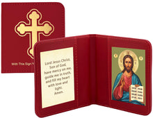 Load image into Gallery viewer, Travel Prayer Book - Traveling Faith: Christ Icon with Prayer in Leatherette Wallet Case