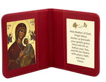 Load image into Gallery viewer, Traveling Icon Diptych - Book- Virgin Mary - Formidable Protection - Our Lady of Perpetual Help & Virgin Mary Prayer - Traveling Faith - Greek Byzantine Icons Gold Foiled - Leatherette Case