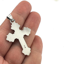 Load image into Gallery viewer, Sterling Silver 925 Cross Pendant 1 3/8"x3/4" Cross Stamped Sterling Silver 925, Catholic, Orthodox Christian - COMES IN TAPESTRY POUCH