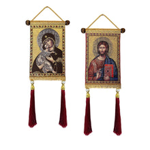 Load image into Gallery viewer, Virgin of Vladimir & Christ Tapestry Icon Set