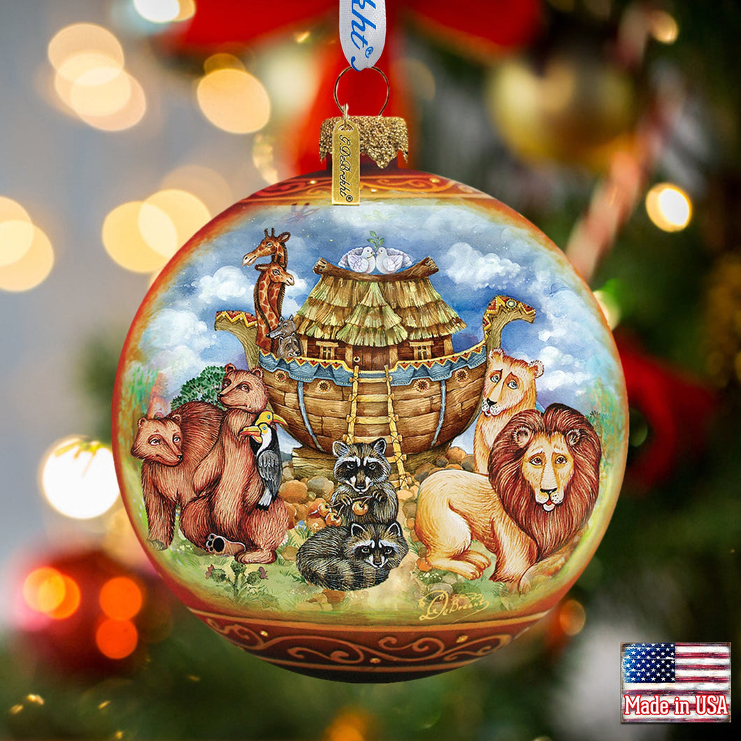 Noah's Ark Ball Glass Ornament by G. DeBrekht