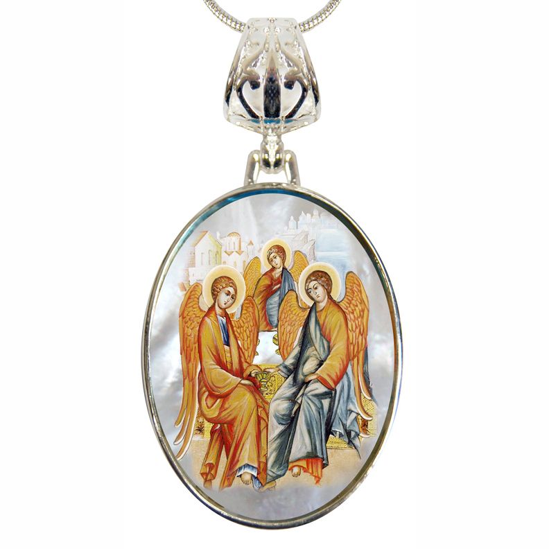 Old Testament Trinity Silver Plated Mother of Pearl Necklace Jewelry