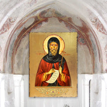 Load image into Gallery viewer, Saint Antoni Wooden Gold Plated Religious Christian Sacred Icon - Inspirational Icon Decor - 85062
