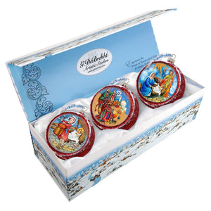 Nativity Story Glass Ornament Set of 3 by G. DeBrekht - Nativity Holiday Decor