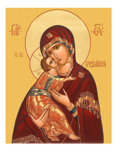 Load image into Gallery viewer, Virgin Vladimir Saint Nicholas Orthodox Icon Diptych Byzantine  - Travel Prayer Book - Traveling Faith: Virgin Mary Icon with Prayer in Leatherette Wallet Case
