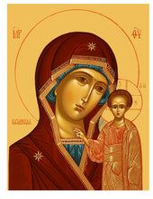 Load image into Gallery viewer, Virgin of Kazan &amp; Saint Nicholas Gold Foil Icon - Travel Prayer Book - Traveling Faith: Virgin Mary Icon with Prayer in Leatherette Wallet Case
