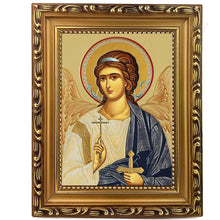 Load image into Gallery viewer, Guardian Angel Icon - Wooden Frame - Gold Foil Icon - Wall Hanging With Stand 7 3/4 Inch tall
