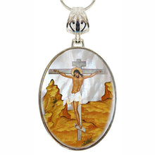 Load image into Gallery viewer, Crucifixion Silver Plated Mother of Pearl Jewelry Necklace

