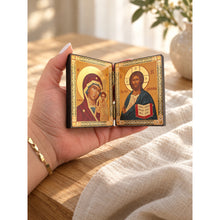 Load image into Gallery viewer, Icon Diptych Saint Mary Magdalene the Red Egg &amp; Resurrection  With Cross on the Front &amp; Back 3 1/4 Inch tall

