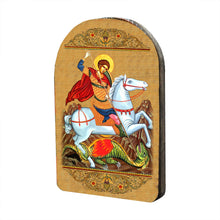 Load image into Gallery viewer, Saint George Wooden Gold Plated Religious Orthodox Sacred Icon
