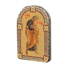 Load image into Gallery viewer, Saint Peter Wooden Gold Plated Religious Christian Sacred Icon
