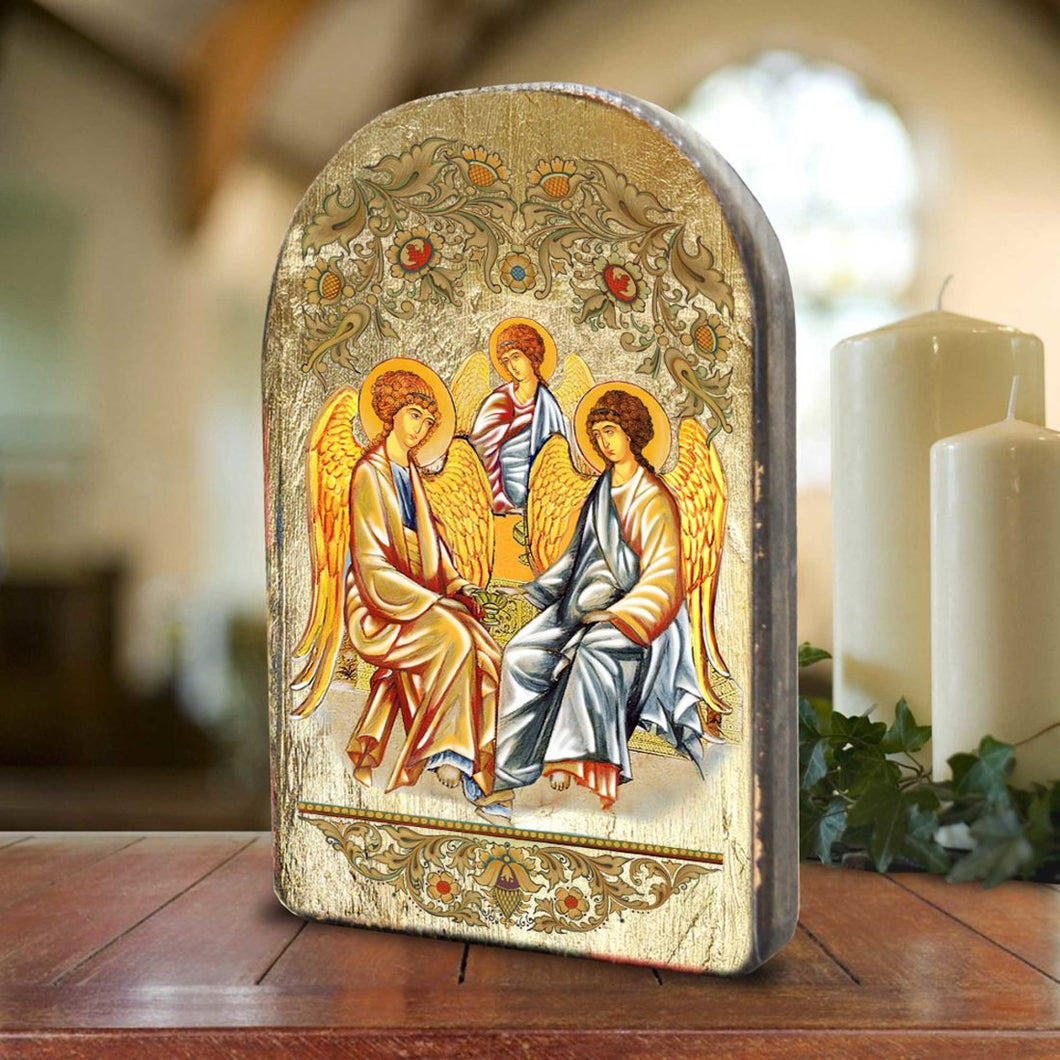 Testament Trinity Wooden Gold Plated Religious Orthodox Sacred Icon