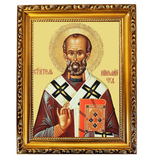 Load image into Gallery viewer, Saint Nicholas Icon in Wooden Frame - Wall Hanging With Stand 7 3/4 Inch tall
