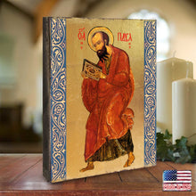 Load image into Gallery viewer, Saint Paul Wooden Gold Plated Religious Christian Sacred Icon - Inspirational Icon Decor - 85035
