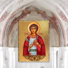 Load image into Gallery viewer, Saint Stephen Wooden Gold Plated Religious Christian Sacred Icon - Inspirational Icon Decor - 85056
