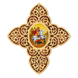St. George Filigree Wooden Cross by Museum Icons