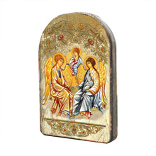 Load image into Gallery viewer, Testament Trinity Wooden Gold Plated Religious Orthodox Sacred Icon
