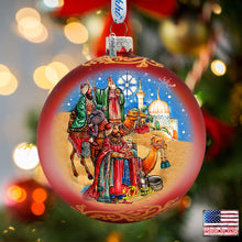 Load image into Gallery viewer, Nativity Story Glass Ornament Set of 3 by G. DeBrekht - Nativity Holiday Decor
