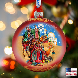 Nativity Story Glass Ornament Set of 3 by G. DeBrekht - Nativity Holiday Decor