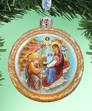 Load image into Gallery viewer, Orthodox Nativity Glass Ornament by G. DeBrekht

