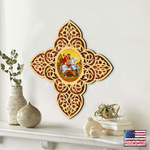 Load image into Gallery viewer, St. George Filigree Wooden Cross by Museum Icons
