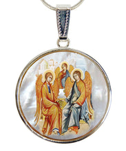 Load image into Gallery viewer, Old Testament Trinity Silver Plated Mother of Pearl Necklace Jewelry
