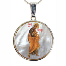 Load image into Gallery viewer, Saint Peter Small Oval Silver-Plated Mother of Pearl Necklace
