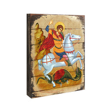 Load image into Gallery viewer, Saint George Wooden Gold Plated Religious Orthodox Sacred Icon - Inspirational Icon Decor - 85013
