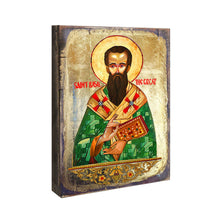 Load image into Gallery viewer, Saint Basil Wooden Gold Plated Religious Christian Sacred Icon - Inspirational Icon Decor - 85053
