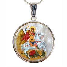 Load image into Gallery viewer, Saint George Silver Plated Mother of Pearl Necklace Jewelry
