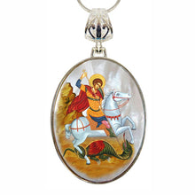 Load image into Gallery viewer, Saint George Silver Plated Mother of Pearl Necklace Jewelry
