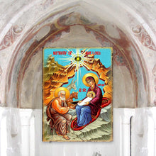 Load image into Gallery viewer, Orthodox Nativity Wooden Gold Plated Religious Orthodox Sacred Icon - Inspirational Icon Decor - 85052
