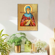 Load image into Gallery viewer, Saint Anthony Wooden Gold Plated Religious Christian Sacred Icon - Inspirational Icon Decor - 85057
