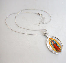 Load image into Gallery viewer, Lady of Guadalupe Silver Plated Mother of Pearl Necklace Jewelry
