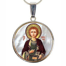 Load image into Gallery viewer, Saint Panteleimon Silver Plated Mother of Pearl Necklace
