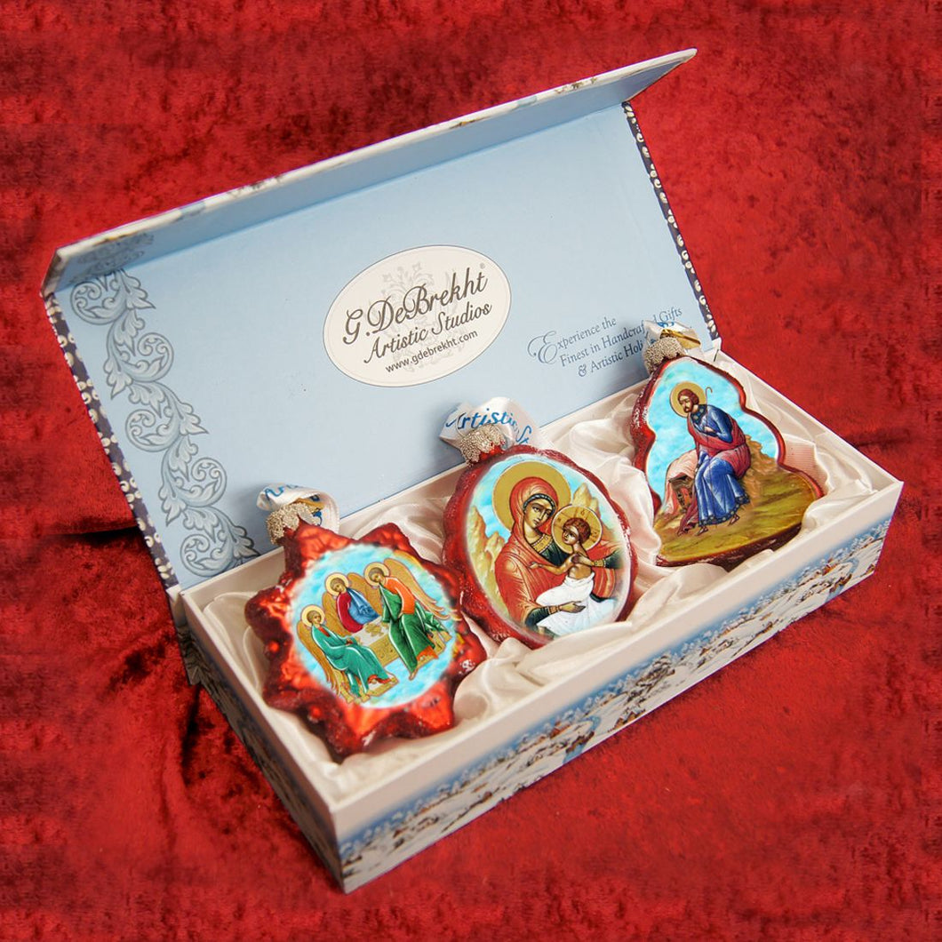 Nativity Mercury Glass Ornaments Set of 3 by G. DeBrekht