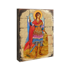 Load image into Gallery viewer, Saint Michael the Archangel Wooden Gold Plated Religious Christian Sacred Icon - Inspirational Icon Decor - 85022
