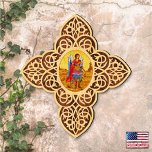 Load image into Gallery viewer, St. Michael the Archangel Filigree Wooden Cross by Museum Icons
