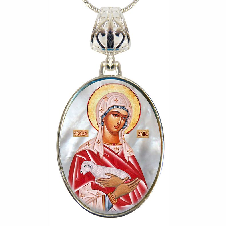 Icon of The Virgin Mary Silver Plated Mother of Pearl Necklace Jewelry -