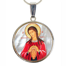 Load image into Gallery viewer, Blessed Virgin Mary Patron Silver Plated Mother of Pearl Jewelry Necklace
